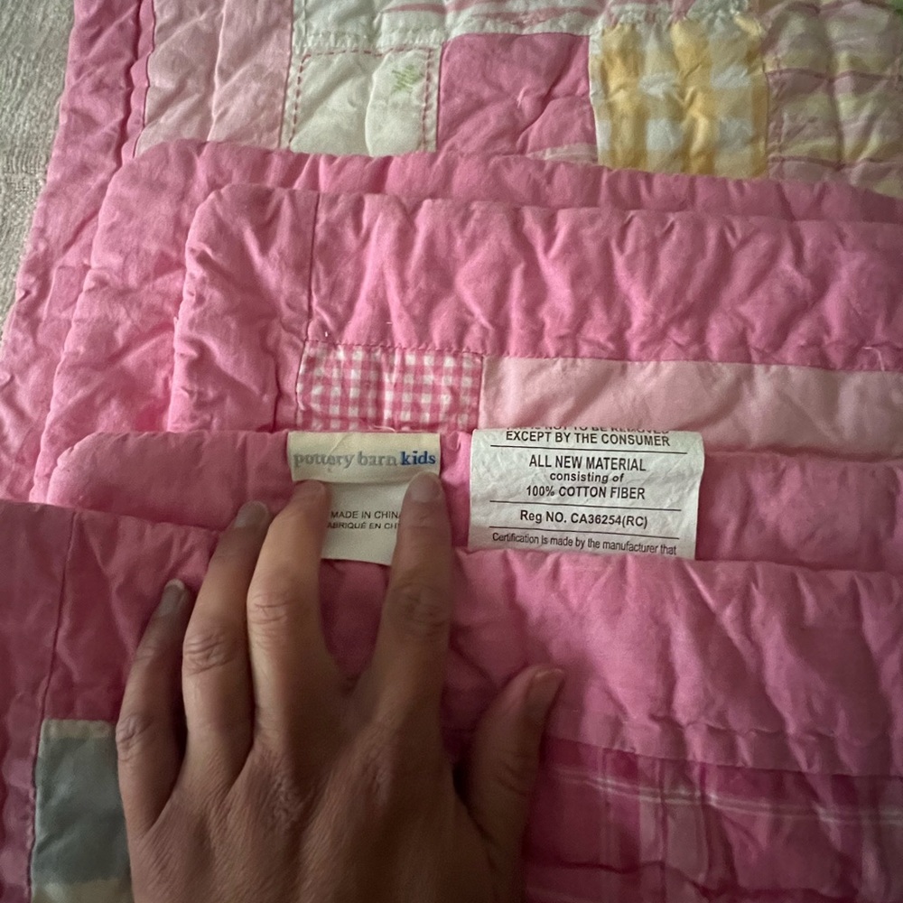 NEW Pottery Barn Kids Patchwork Bedding Set F/Q - Pink, Green, and Teal - Picture 5 of 5